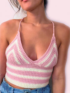 Cropped Lace Up Top